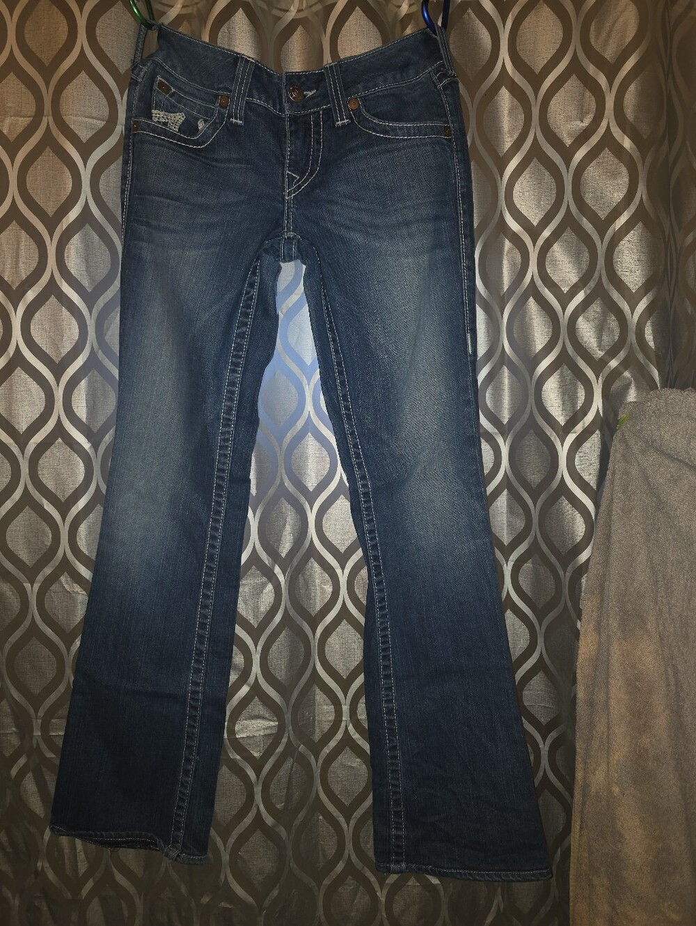 True Religion Women's Dark Blue Wide Leg Jeans